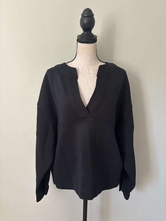 Banana Republic Tops - Banana Republic Black Scuba Split-Neck Sweatshirt Large NWT